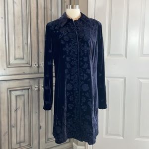 $698 NWT Elie Tahari rich colored Blue Velvet Coat Dress